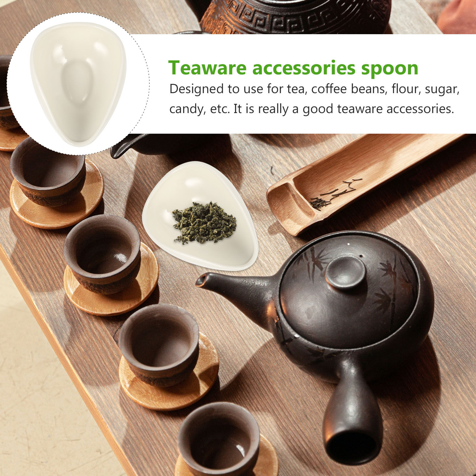 Coffee Tea Bean Leaf - 2Pcs Ceramic Tea Scoop for Loose