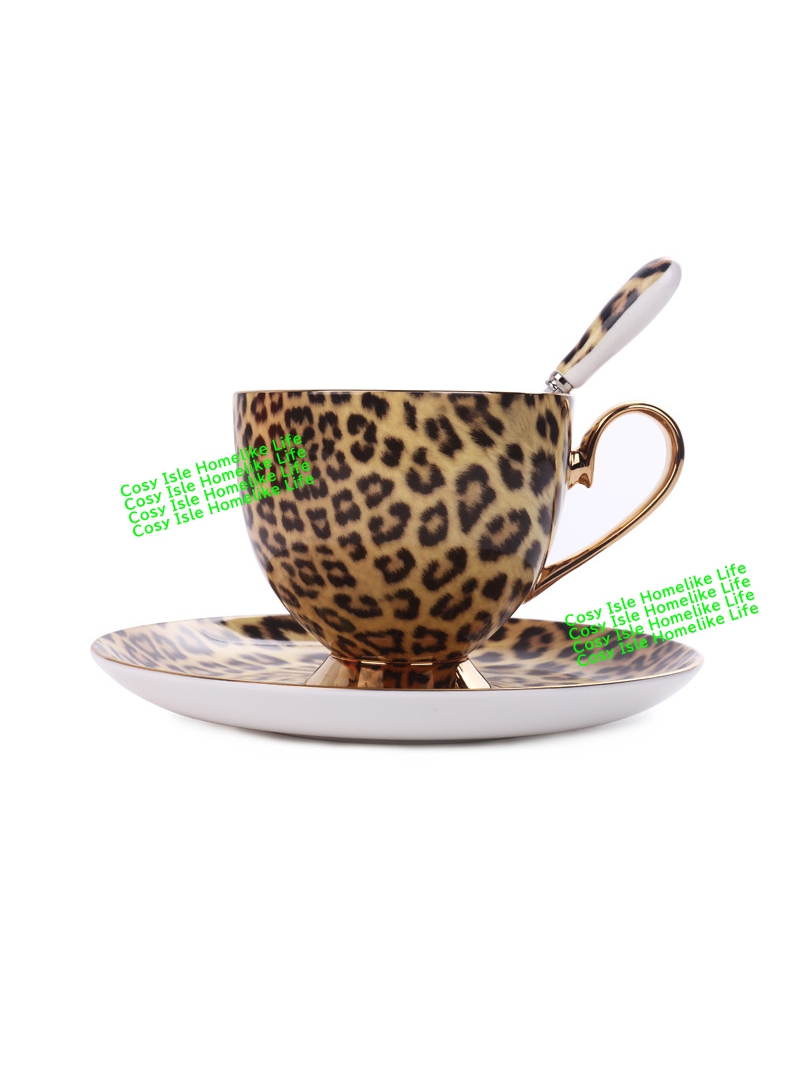 Coffee Tea Festival - Gold Color Bone China Leopard Coffee