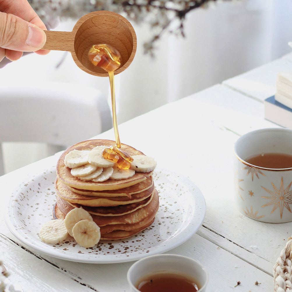 Coffee Tea Bean Leaf - 2Pcs Wooden Tablespoon Scoop for Coffee