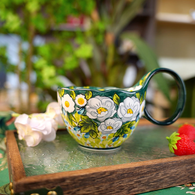 Jasmine Underglaze Ceramic Mug - Coffee Jasmine Tea 评论和价格
