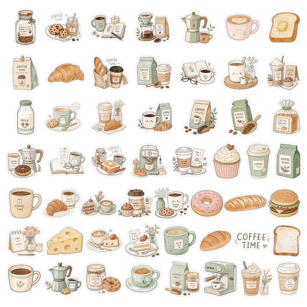 50-100 PCS Coffee Time Sticker - Coffee Tea Journal 评论和价格