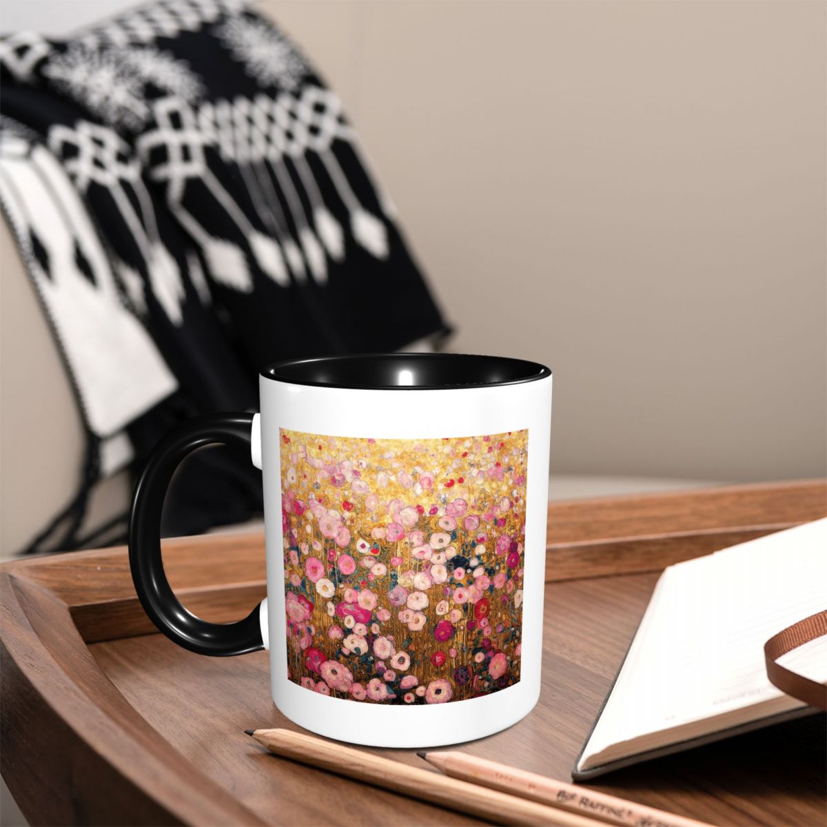 Gustav Klimt Pink Flower Garde - Coffee Tea Garden 评论和价格