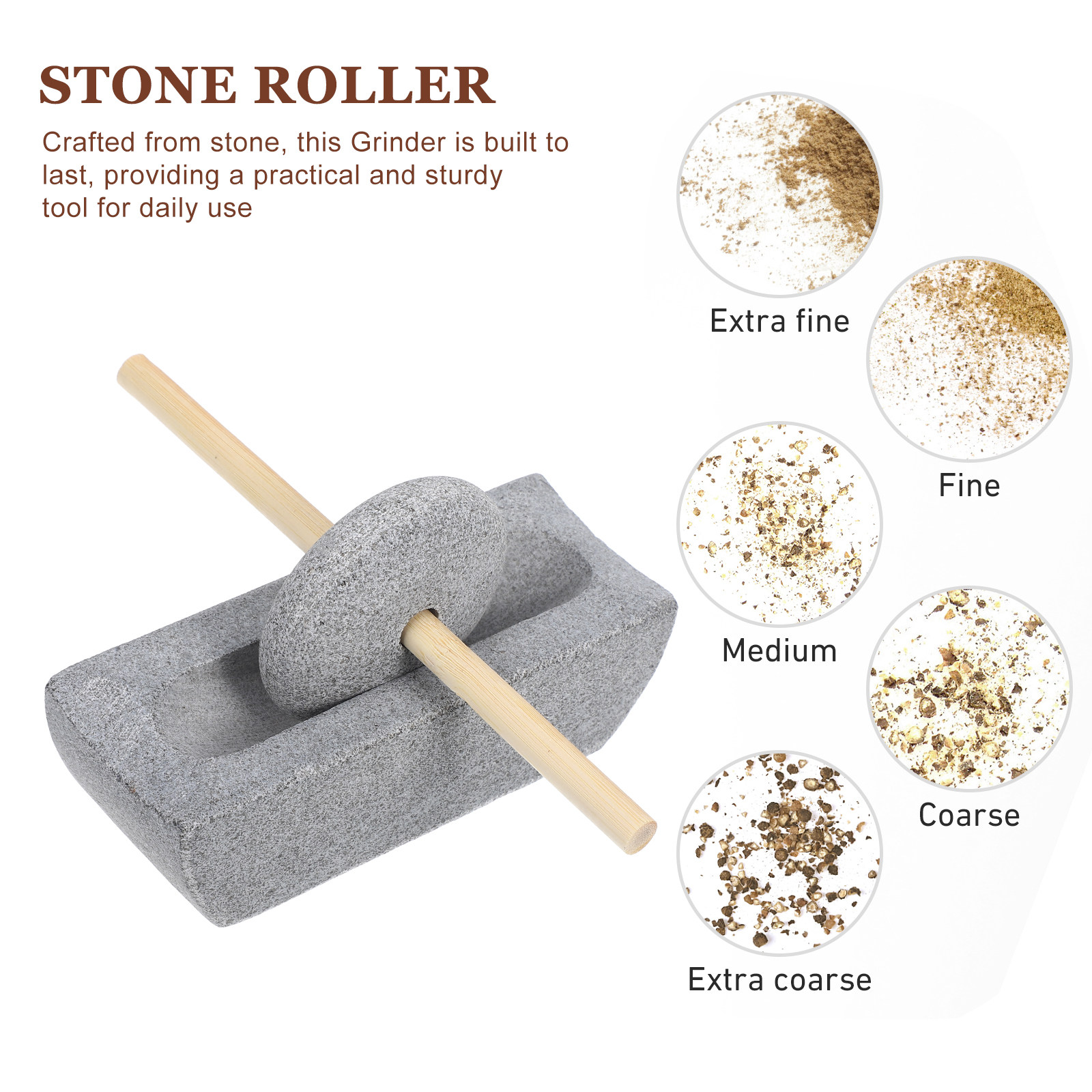 1Set Stone Pestle and Mortar M - Coffee Tea Bean Leaf 评论和价格