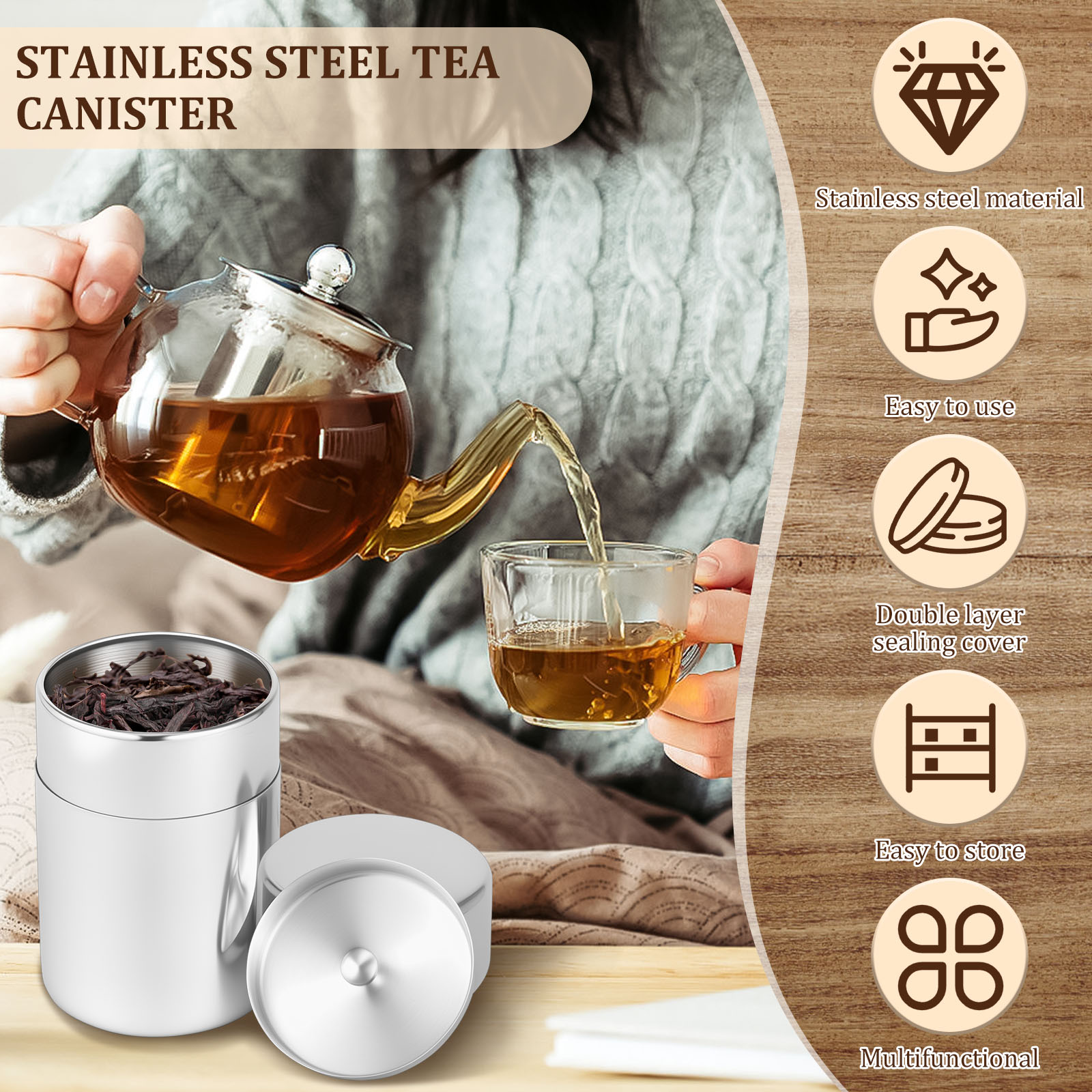 Stainless Steel Tea Leaf Tins  - Coffee Tea Bean Leaf 评论和价格