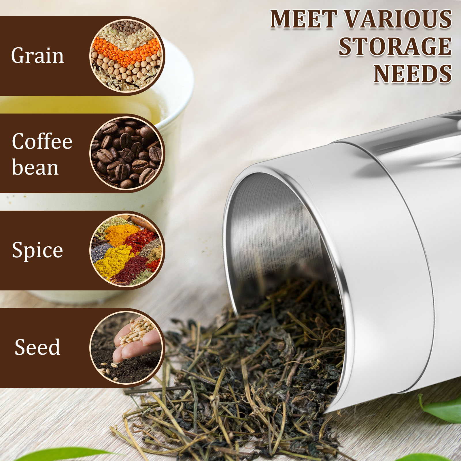 Stainless Steel Tea Leaf Tins  - Coffee Tea Bean Leaf 评论和价格