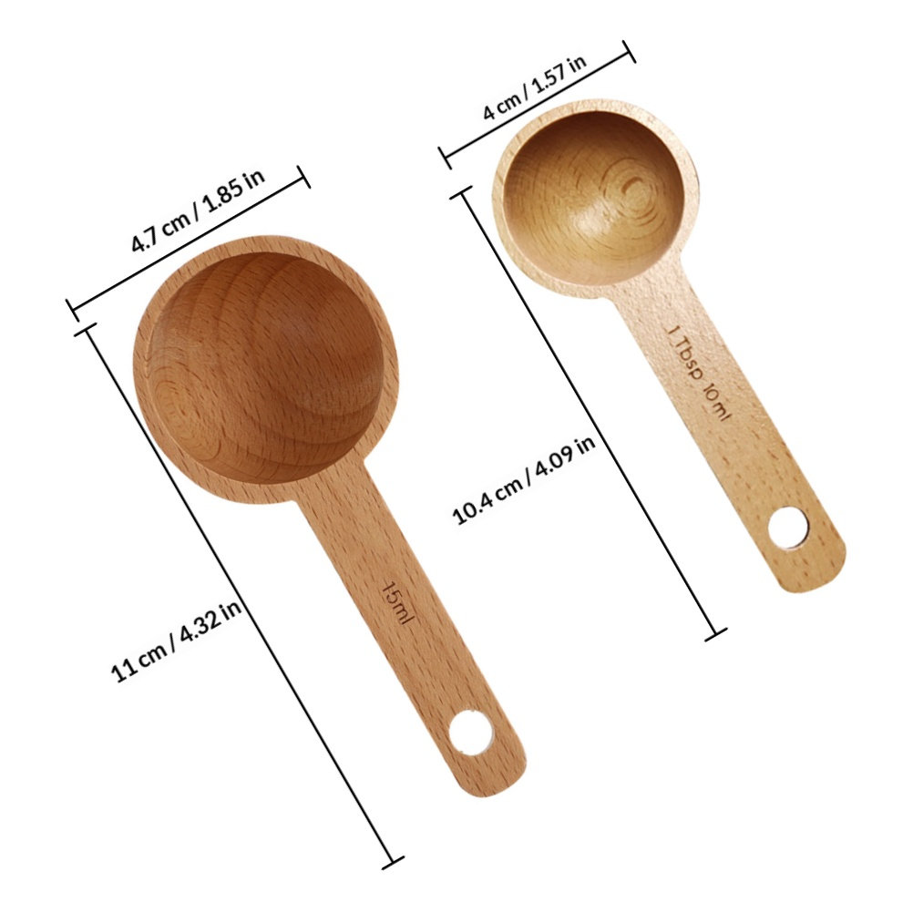 2Pcs Wooden Tablespoon Scoop f - Coffee Tea Bean Leaf 评论和价格